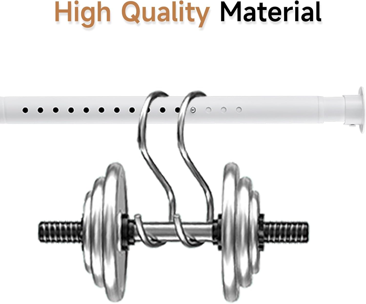 Black Wardrobe Pole, Extendable Heavy Duty Wardrobe rail 74-250cm, Round Clothes Hanging Pole with End Sockets & Screws for Wardrobe Cabinet Cupboard