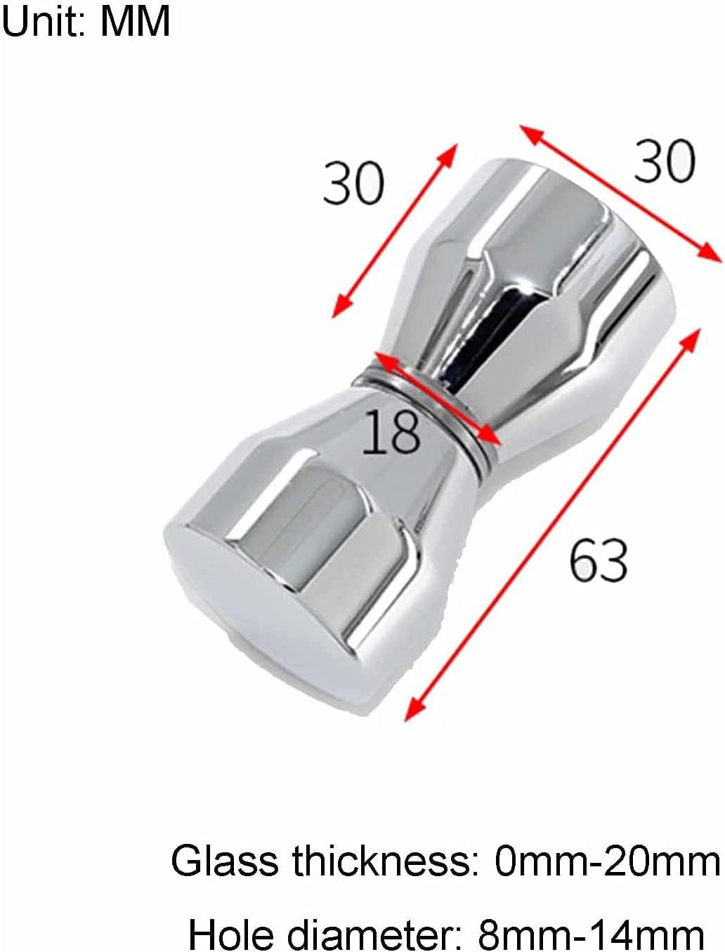 2 Pcs Shower Glass Door Knobs, Aluminum Alloy Replacement Parts Shower Screen Door Handle Knob, Glass Door Knobs for Interior Doors Black/Silver