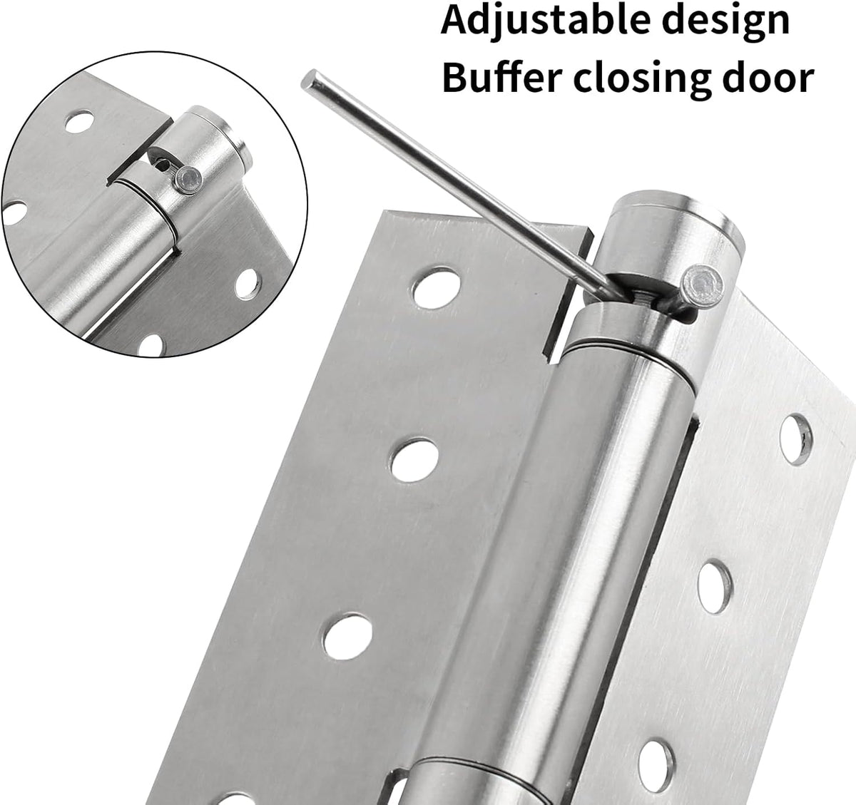 TamBee Modern Brushed Stainless Steel Auto Close Door Hinges Detent Spring Loaded Hinge 90 Degree Positioning with Hold Open 4 inch 2PCs