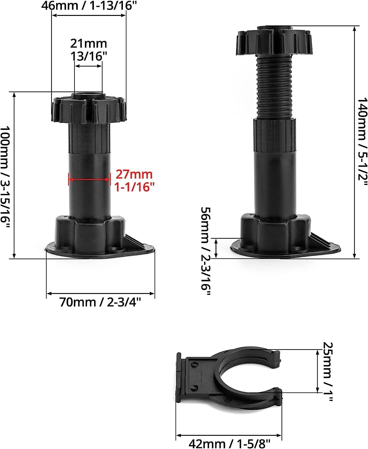 12 Pcs Plastic Cabinet Foot (100-120mm), Adjustable Feet for Cupboard, Plinth Foot Leg Set, Leveling Furniture Legs, Cabinet Leveler Replacement for Kitchen, Bathroom Cabinet