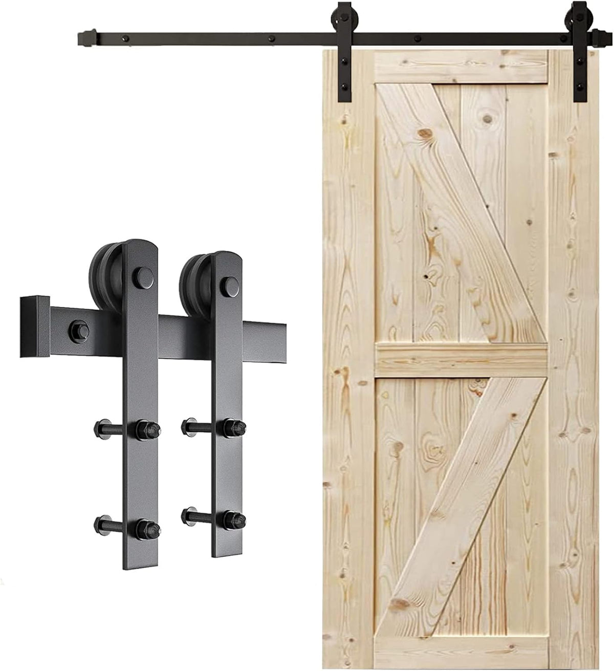 200cm Heavy Duty Sturdy Sliding Barn Door Hardware Kit -Smoothly and Quietly -Easy to install -Includes Step-By-Step Installation Instruction Fit 91cm-100cm Wide Door Panel