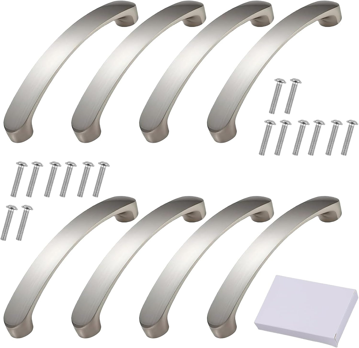 GIONAR 8-Pack Cupboard Handles, Kitchen Door Handles, 96mm Hole Centres with Screws, Aluminium Alloy Silver Door Handles, for Cabinets, Wardrobes, Drawers, Kitchen, Silver (Boxed)