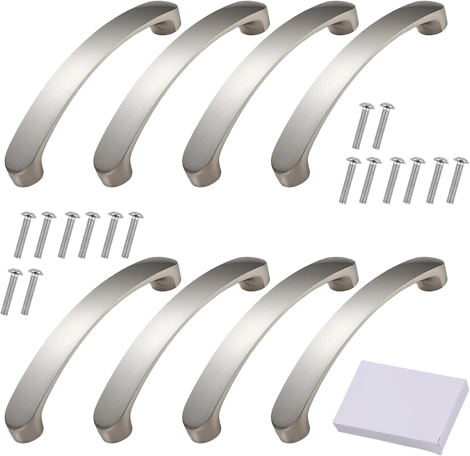 GIONAR 8-Pack Cupboard Handles, Kitchen Door Handles, 96mm Hole Centres with Screws, Aluminium Alloy Silver Door Handles, for Cabinets, Wardrobes, Drawers, Kitchen, Silver (Boxed)