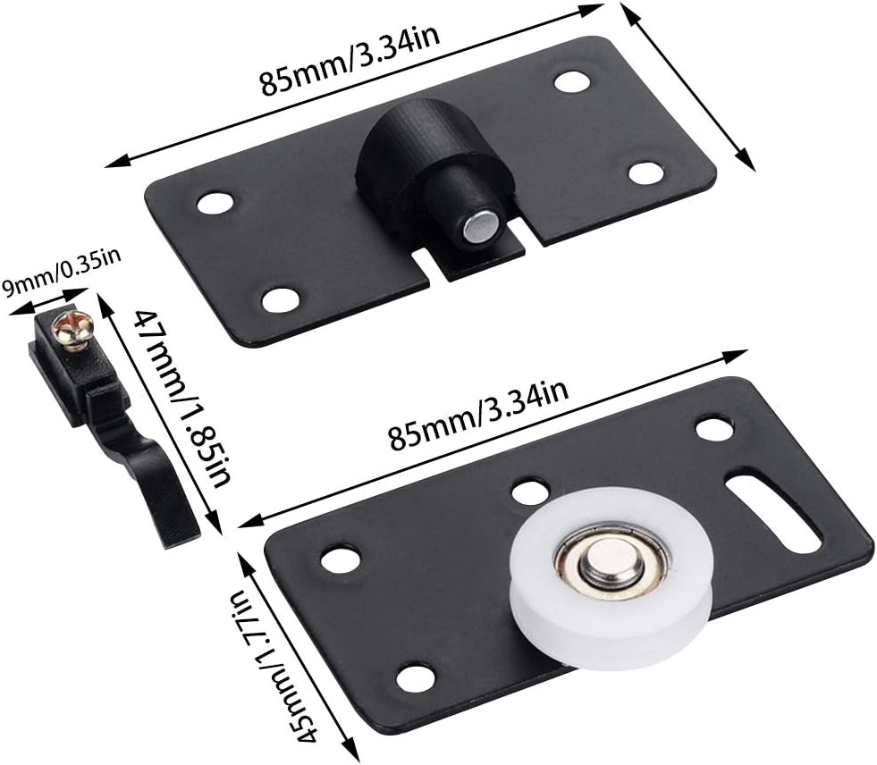 Set of 2 Sliding Door Fittings, Rollers for Wardrobe With Screw