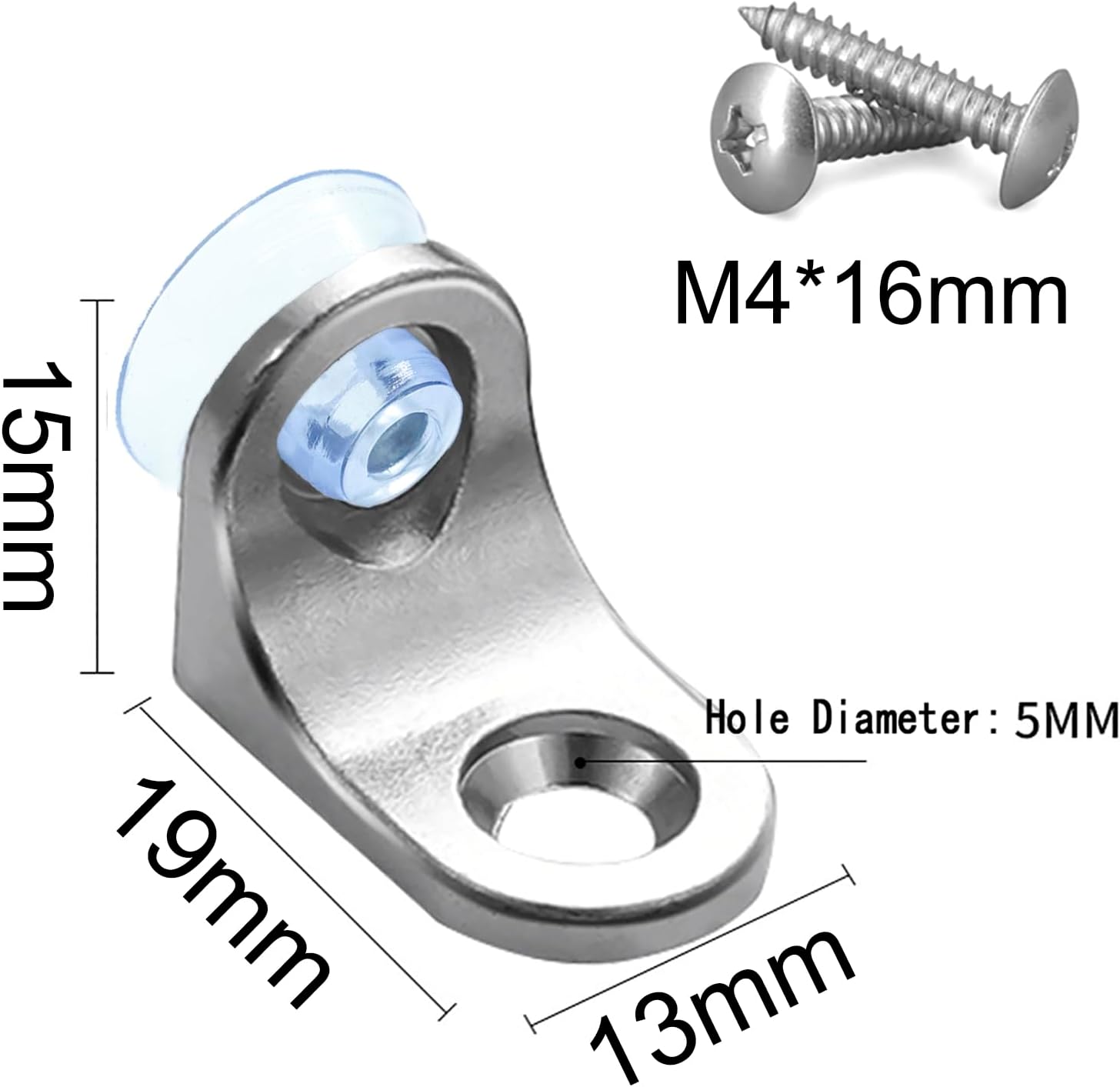 20Pcs Glass Shelf Bracket Glass Clamp L- Shaped Right Angle Base Bracket Fixing Clip with Suction Cups and Screws for Furniture Cabinet Closet