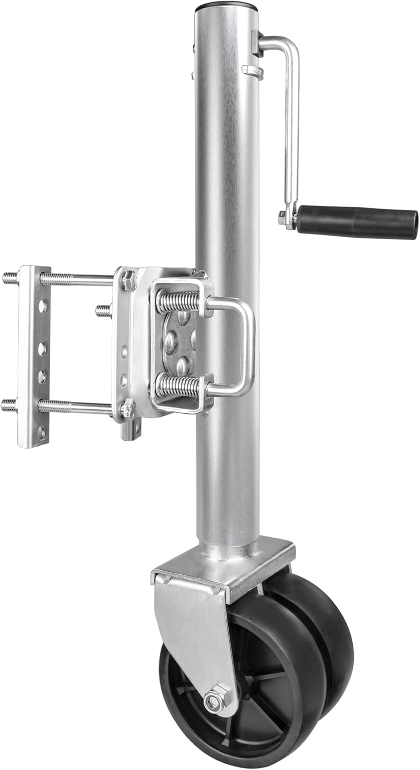 MaxxHaul 70149 Trailer Jack with Dual Wheels - 26-1/2" to 38" Lift Swing Back - 1500 lbs. Capacity,Zinc, Grey