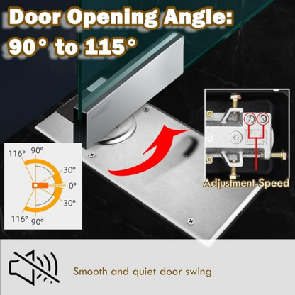 Adjustable Floor Spring Hinge for Glass Doors - Heavy-Duty Door Closer Hardware for Airport School Villa - Supports Up to 100kg - Smooth Operation & Design