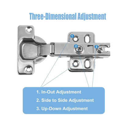8 Pcs Door Hinges for Kitchen, Bathroom and Cabinet Furniture Doors, Soft Close, Straight Cup 105°Opening, Full Overlay Cabinet Hinges, Removable and Adjustable with Screws