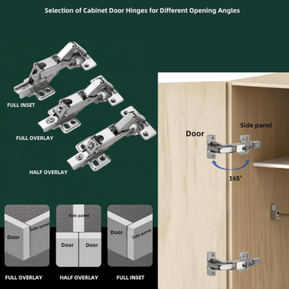 Kitchen Cabinet Hinges (1 Pair, 2 PCS) 165 Degree Half Overlay Cabinet Hinges for Lazy Susan/Corner/Hidden Door/Folden Door, BD-H165