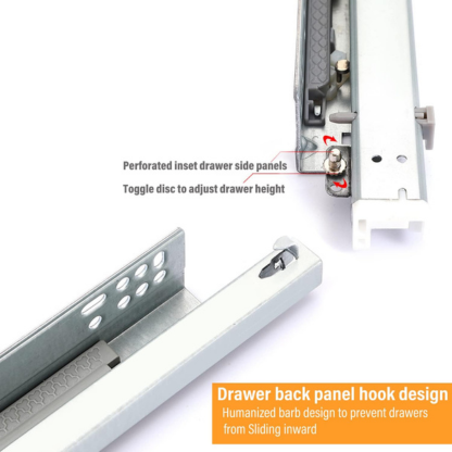 Drawer Slide,Under-Mount Concealed Self Soft Close Under，Concealed Cabinet Furniture Drawer Runners (10 Inch)