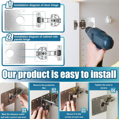 Cabinet Repair Plates, 8 Pcs Cabinet Hinges Repair Plate, Stainless Steel Hinge Repair Brackets for Wooden Cabinet Door, Kitchen Cabinet, Wardrobes, Tables(8 Pcs/silver)