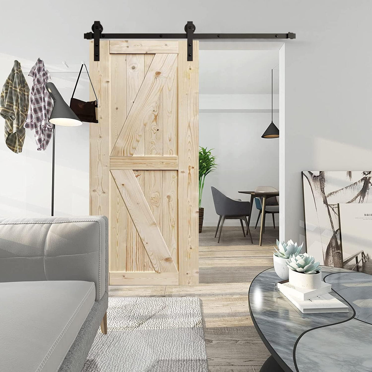 200cm Heavy Duty Sturdy Sliding Barn Door Hardware Kit -Smoothly and Quietly -Easy to install -Includes Step-By-Step Installation Instruction Fit 91cm-100cm Wide Door Panel