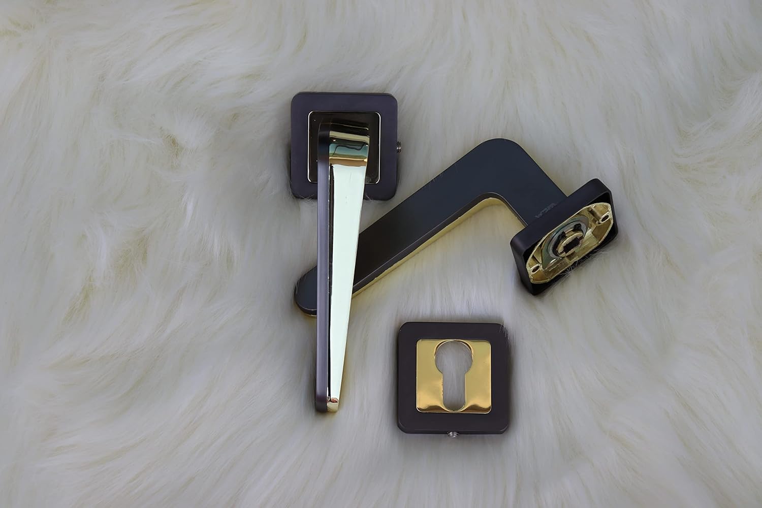 vila Door handle with Lock & Key, Complete Set, Zinc Alloy Door Handle, Durable for All Kinds Of Indoor Doors COLOR : (BLACK NICKEL/GOLDEN)
