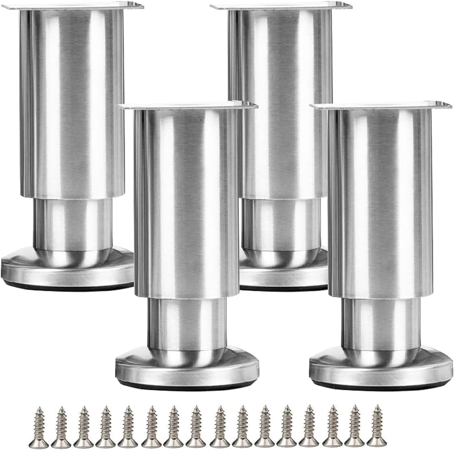 Stainless Steel Furniture Legs,4 Pack Adjustable Heavy Duty Table Sofa Cabinet Leg,Coffee Table TV Cabinet Couch Kitchen Replacement Stand Feet (5.9in)