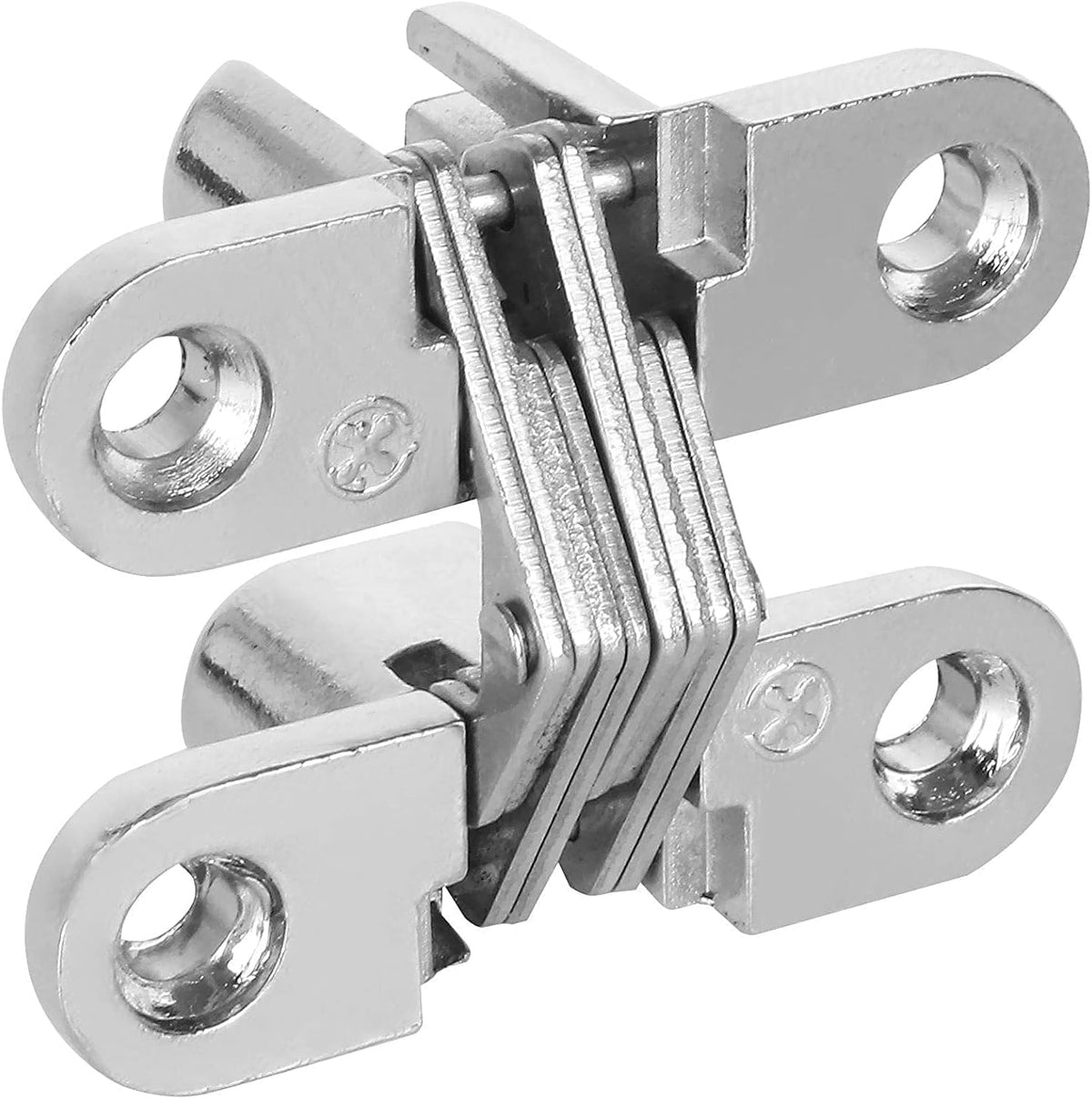 Hidden Door Hinges 10 Pack Concealed Cross Hinge Invisible 180 Degree Hinge Swing Coss Invisible Hinge for Cabinets, 0.47'' Leaf Width, 1.7" Leaf Hight