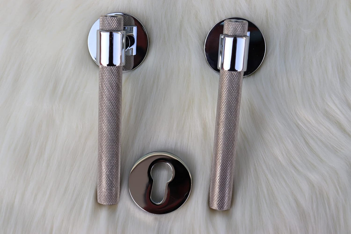 Vila Door handle Zinc Alloy Durable for All Kinds Of Indoor Doors (1-pec) Colour:Silver -Golder -Black |R05-692| (Siver)