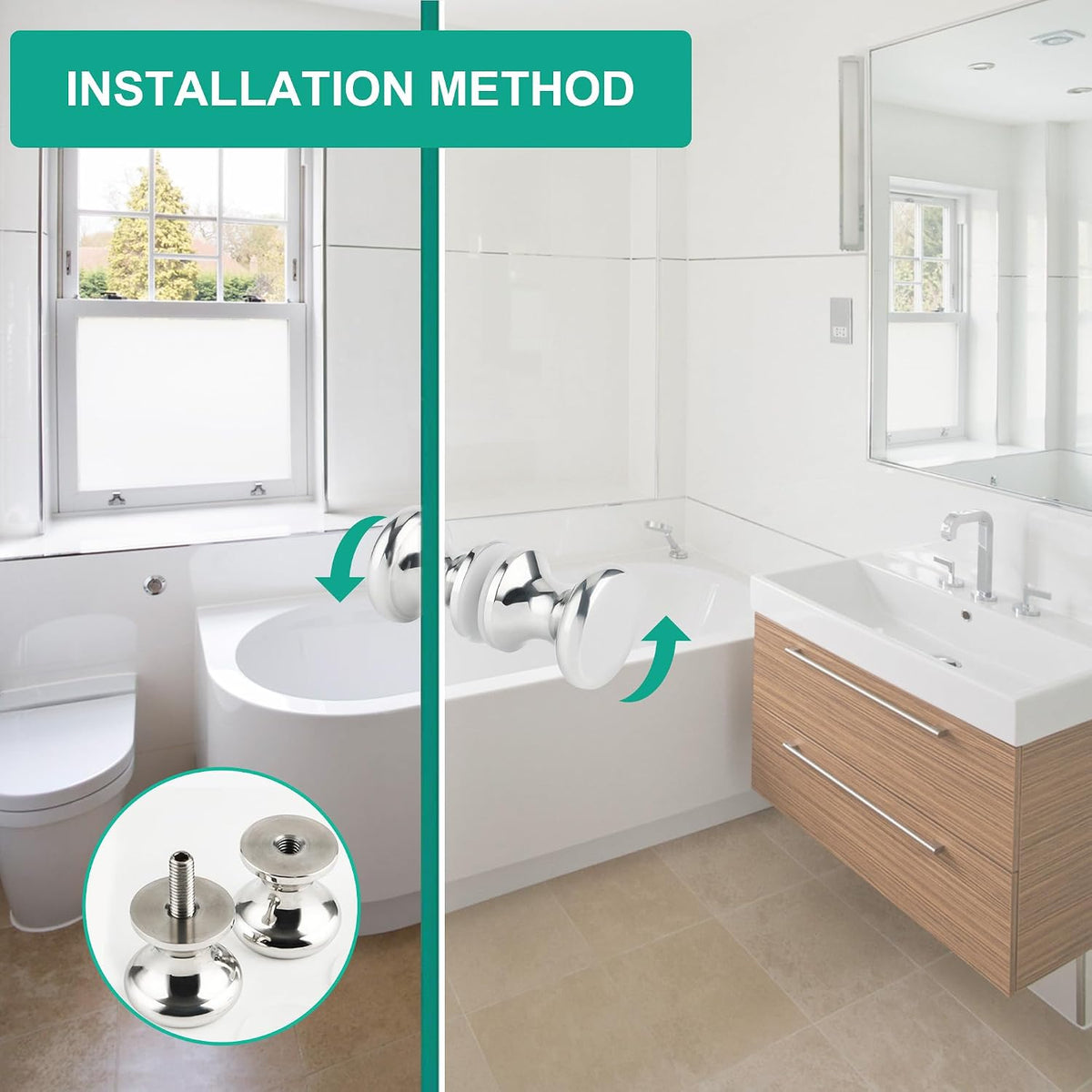 Alise Shower Glass Door Handle,Sliding Shower Doors Knob Double Sides Back-to-Back Pull Hardware Replacement Parts,Solid SUS304 Stainless Steel Knobs,Polished Chrome,XLS200SB-C