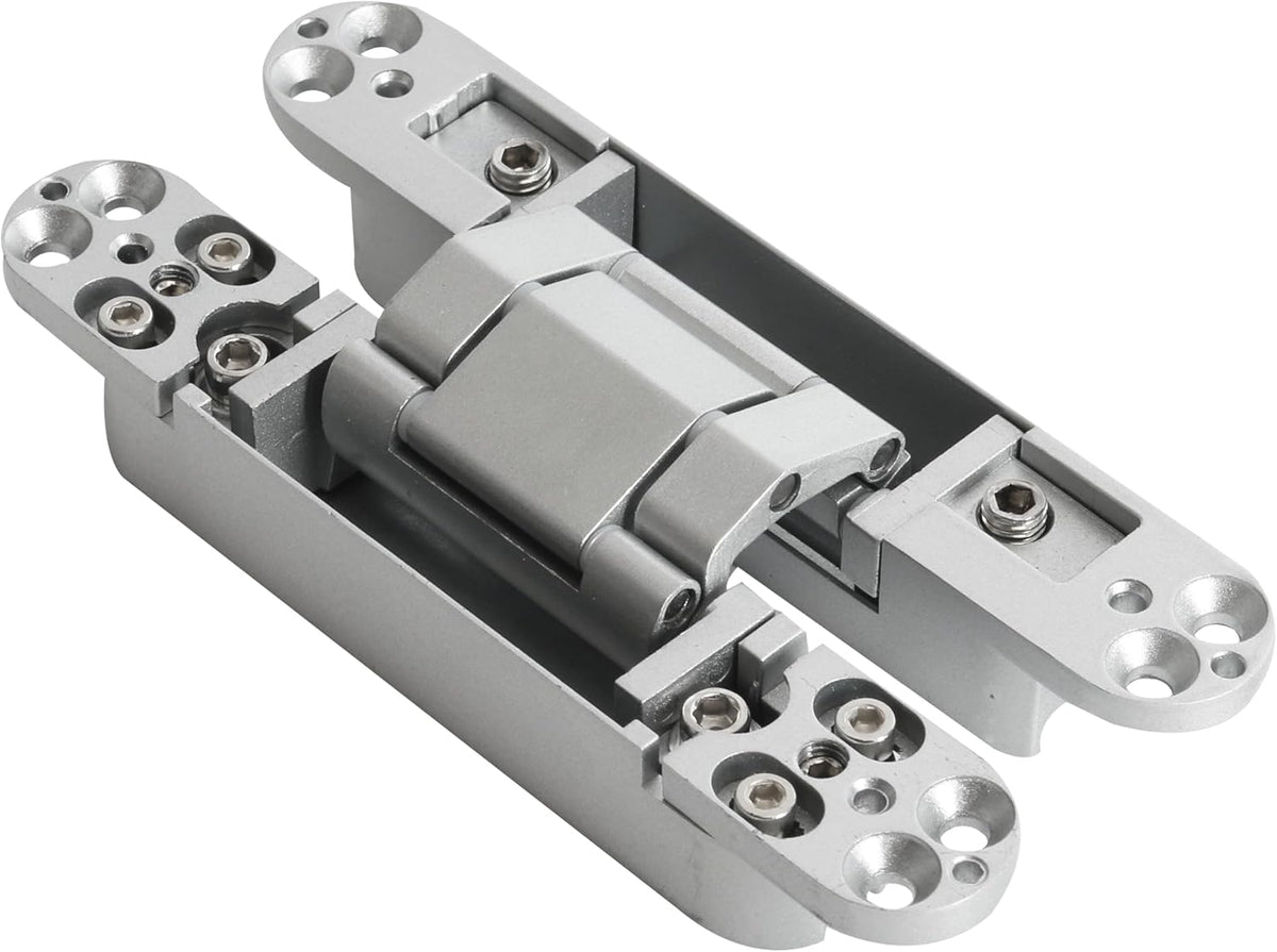 8-Pack 6 inch Hidden Door Hinges Heavy Duty Black, Invisible Concealed Hinges Zinc Alloy 6''x 2.5''x1Inch,180 Degree Swing Hinge, 3 Way Adjustable Hinge with Pins and Screws