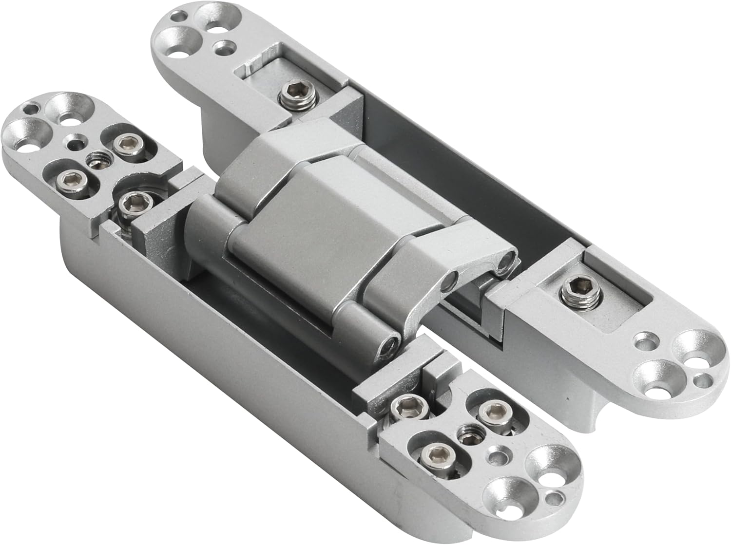 8-Pack 6 inch Hidden Door Hinges Heavy Duty Black, Invisible Concealed Hinges Zinc Alloy 6''x 2.5''x1Inch,180 Degree Swing Hinge, 3 Way Adjustable Hinge with Pins and Screws