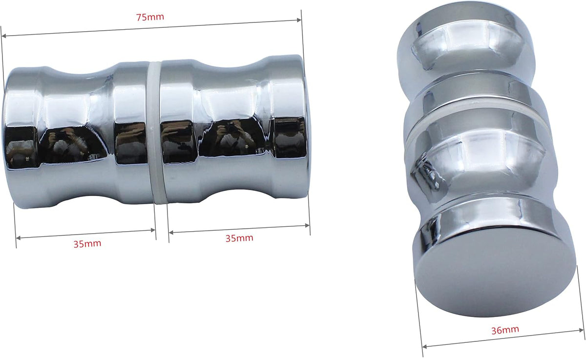 Shower Door knob Handle, 2 Pairs Round Chrome Glass Door Handle knob, Pull Handle knob, Parts Replacement for Shower Enclosure, Shower Bath Screen Parts Replacement