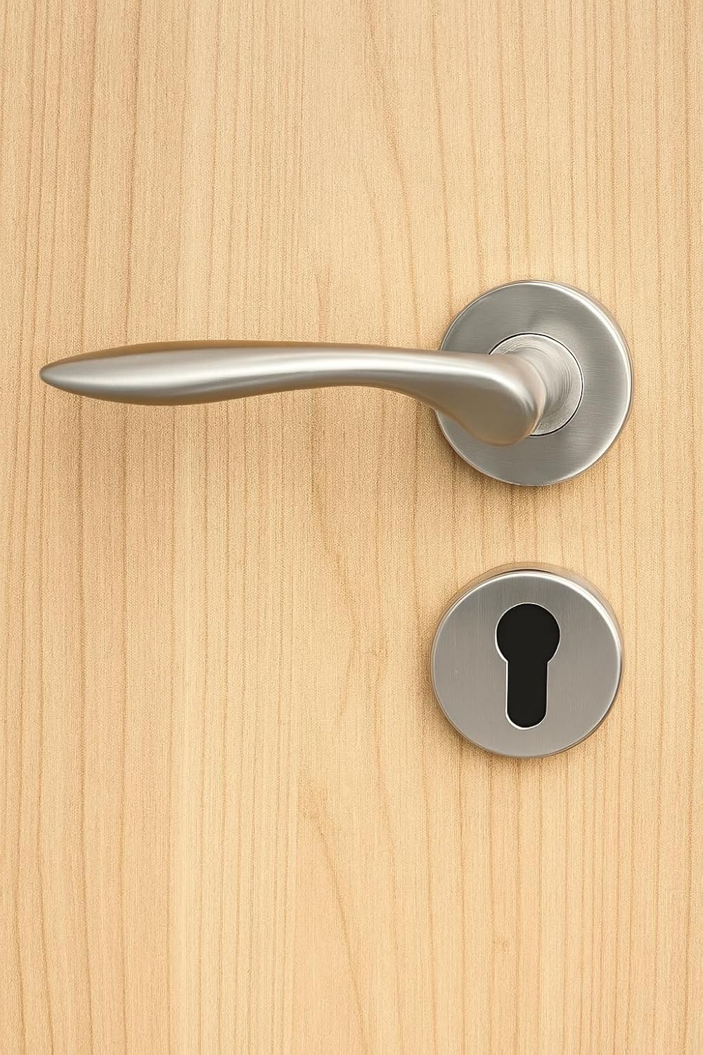 Modern Door Handle Set with Lock Cylinder, Anti-Rust Stainless Steel Door Handle Pair, Fits 85x45 Lock Body, Salt Spray Tested, 2-Year Color & 5-Year Mechanical Warranty (Full Set)