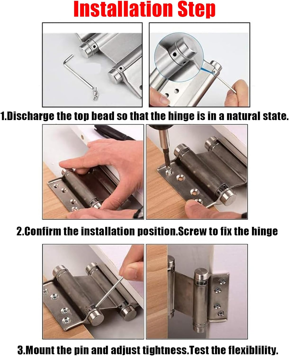 4 x 75 mm stainless steel hinges, swing door hinges, double action spring hinge