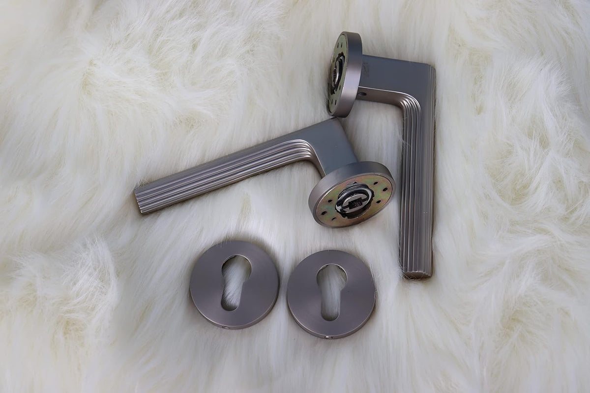Vila Door handle Zinc Alloy Durable for All Kinds Of Indoor Doors (1-pec) Colour: Silver -Gray|R05-707| (Mat silver)