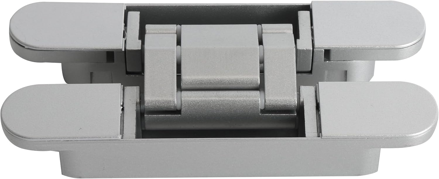 8-Pack 6 inch Hidden Door Hinges Heavy Duty Black, Invisible Concealed Hinges Zinc Alloy 6''x 2.5''x1Inch,180 Degree Swing Hinge, 3 Way Adjustable Hinge with Pins and Screws