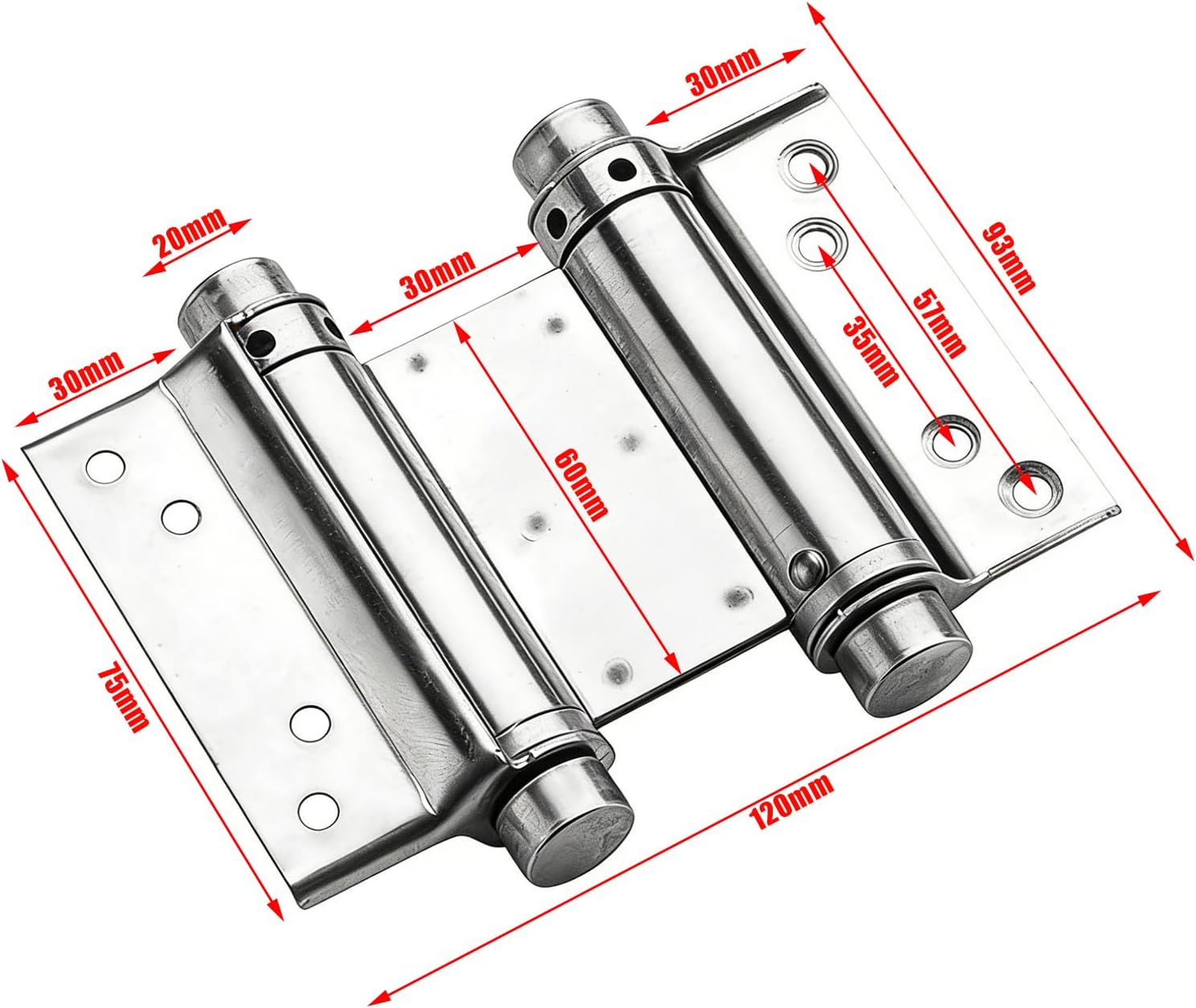 4 x 75 mm stainless steel hinges, swing door hinges, double action spring hinge
