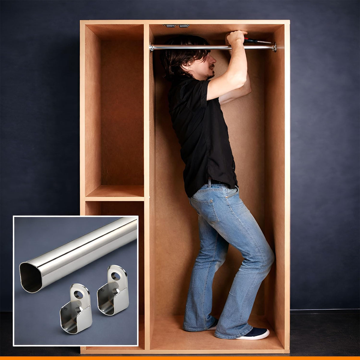 Volo Stainless Steel Oval Closet Rod with End Supports (Size : 4 ft.)