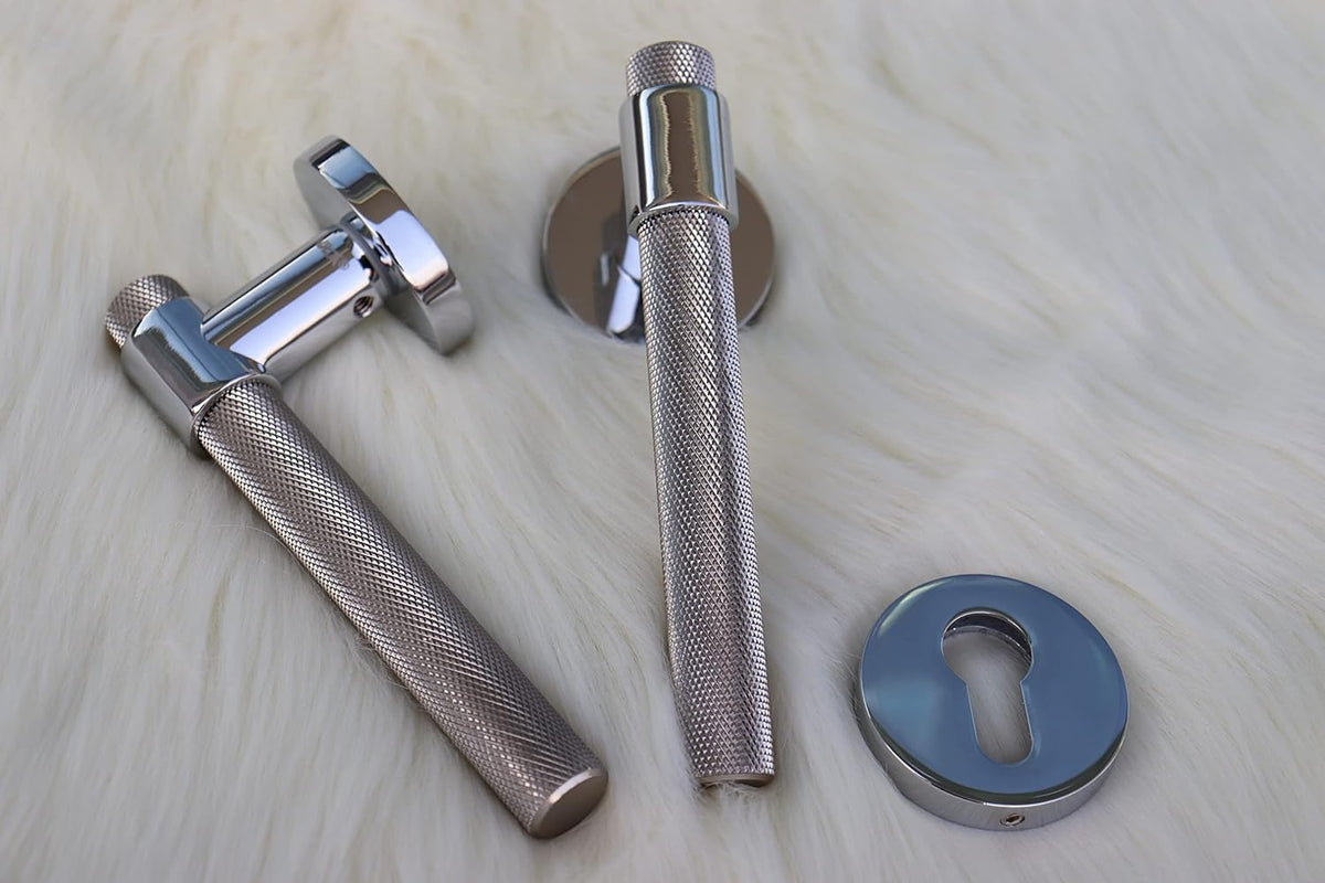Vila Door handle Zinc Alloy Durable for All Kinds Of Indoor Doors (1-pec) Colour:Silver -Golder -Black |R05-692| (Siver)