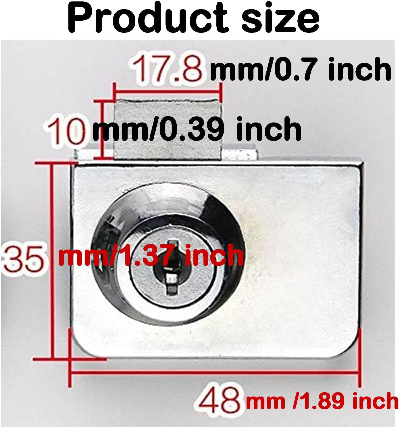 2 Pack Single Swing Glass Cabinet Showcase Door Lock Chrome Plated Display Glass Cabinet Lock Separate Keys (Silvery, Clamp 5-10 mm thick glass)