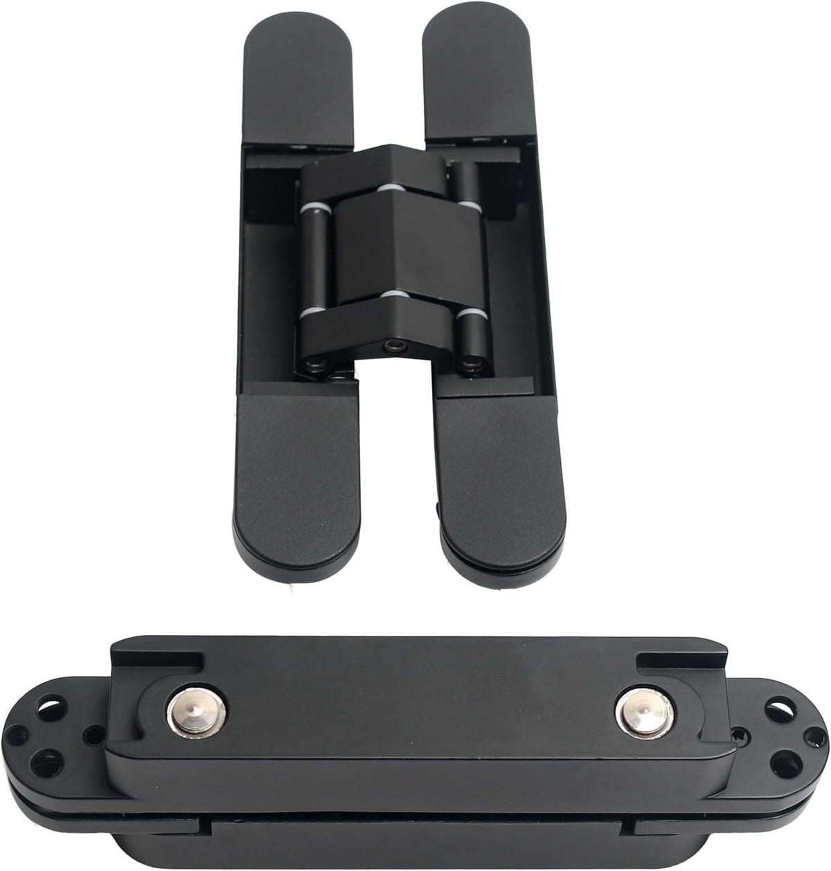 8-Pack 6 inch Hidden Door Hinges Heavy Duty Black, Invisible Concealed Hinges Zinc Alloy 6''x 2.5''x1Inch,180 Degree Swing Hinge, 3 Way Adjustable Hinge with Pins and Screws