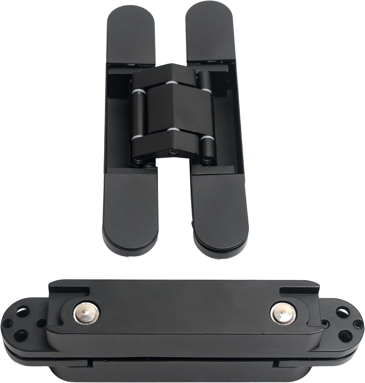 8-Pack 6 inch Hidden Door Hinges Heavy Duty Black, Invisible Concealed Hinges Zinc Alloy 6''x 2.5''x1Inch,180 Degree Swing Hinge, 3 Way Adjustable Hinge with Pins and Screws