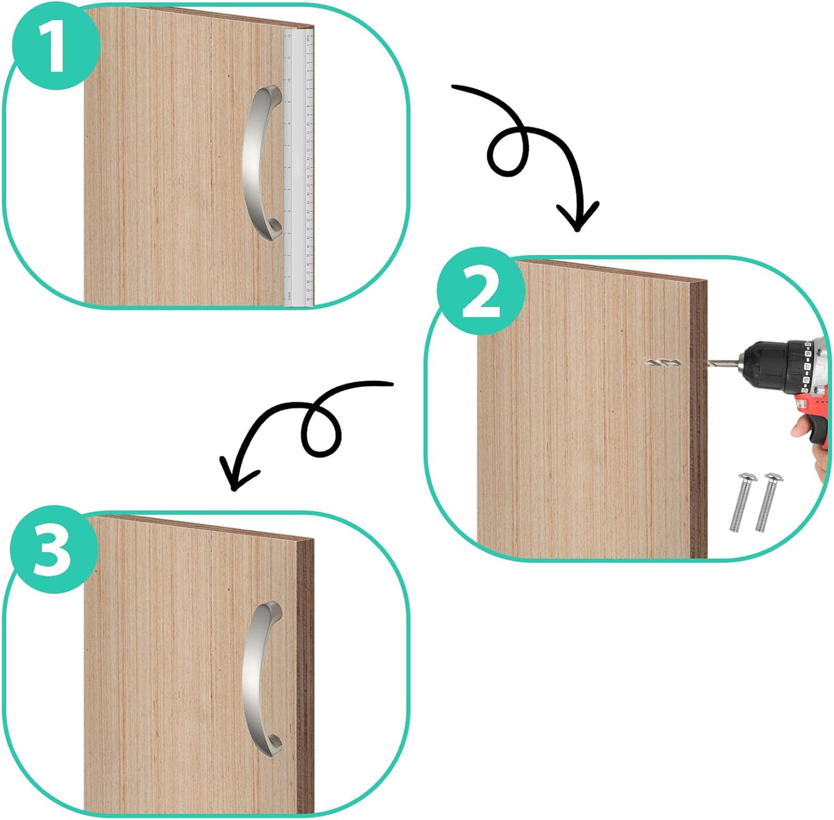 GIONAR 8-Pack Cupboard Handles, Kitchen Door Handles, 96mm Hole Centres with Screws, Aluminium Alloy Silver Door Handles, for Cabinets, Wardrobes, Drawers, Kitchen, Silver (Boxed)