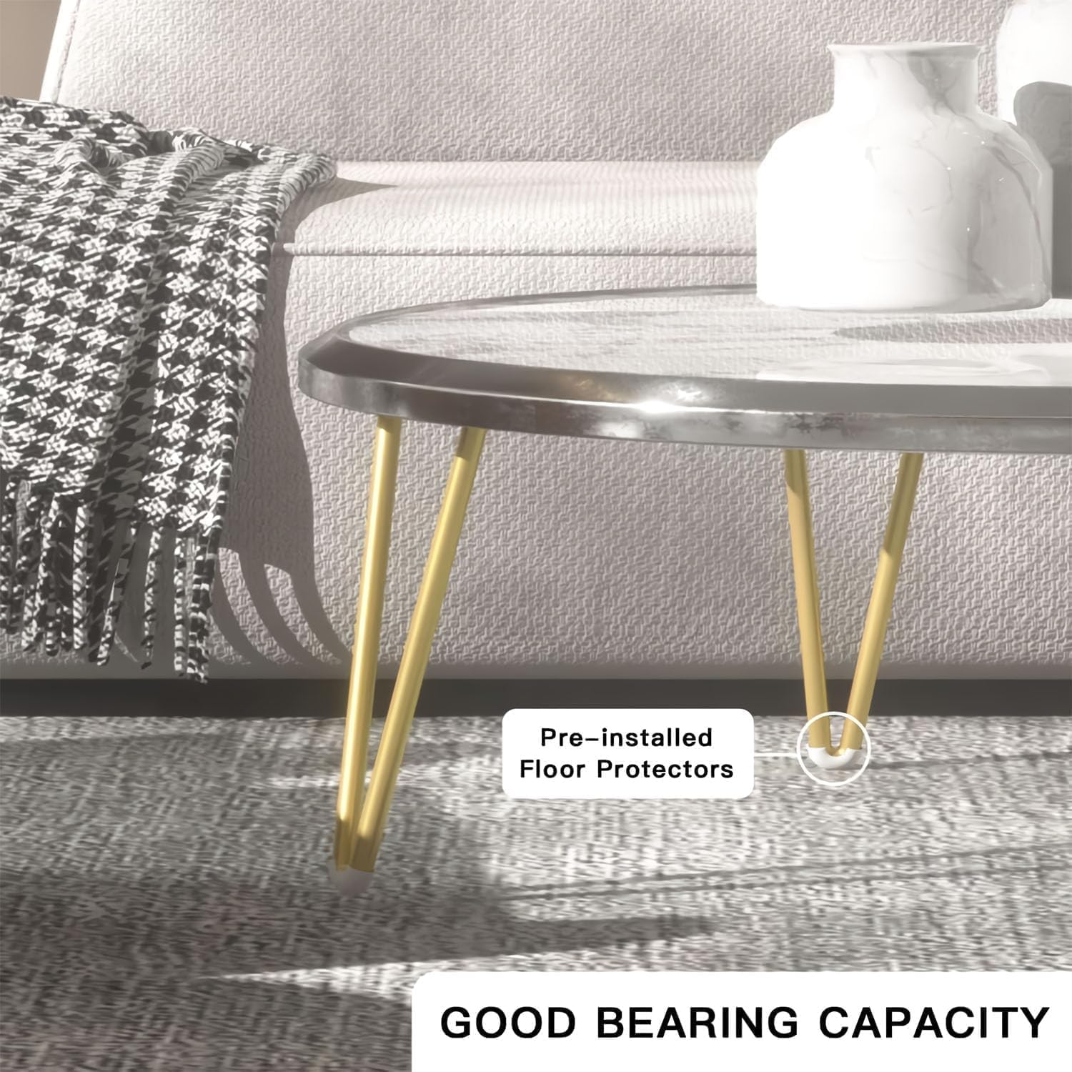 Aputue Furniture Legs, Four Piece 6 Inch Gold Furniture Legs Set, Sturdy Gold Legs for Furniture, Metal Hairpin Style for Sofas Desks TV Stands and Home DIY Projects