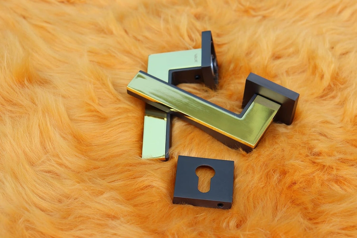 Vila Door handle Zinc Alloy Durable for All Kinds Of Indoor Doors (1-pec) Colour: Chrome -Golden|R06-503| (Gray+Golden)