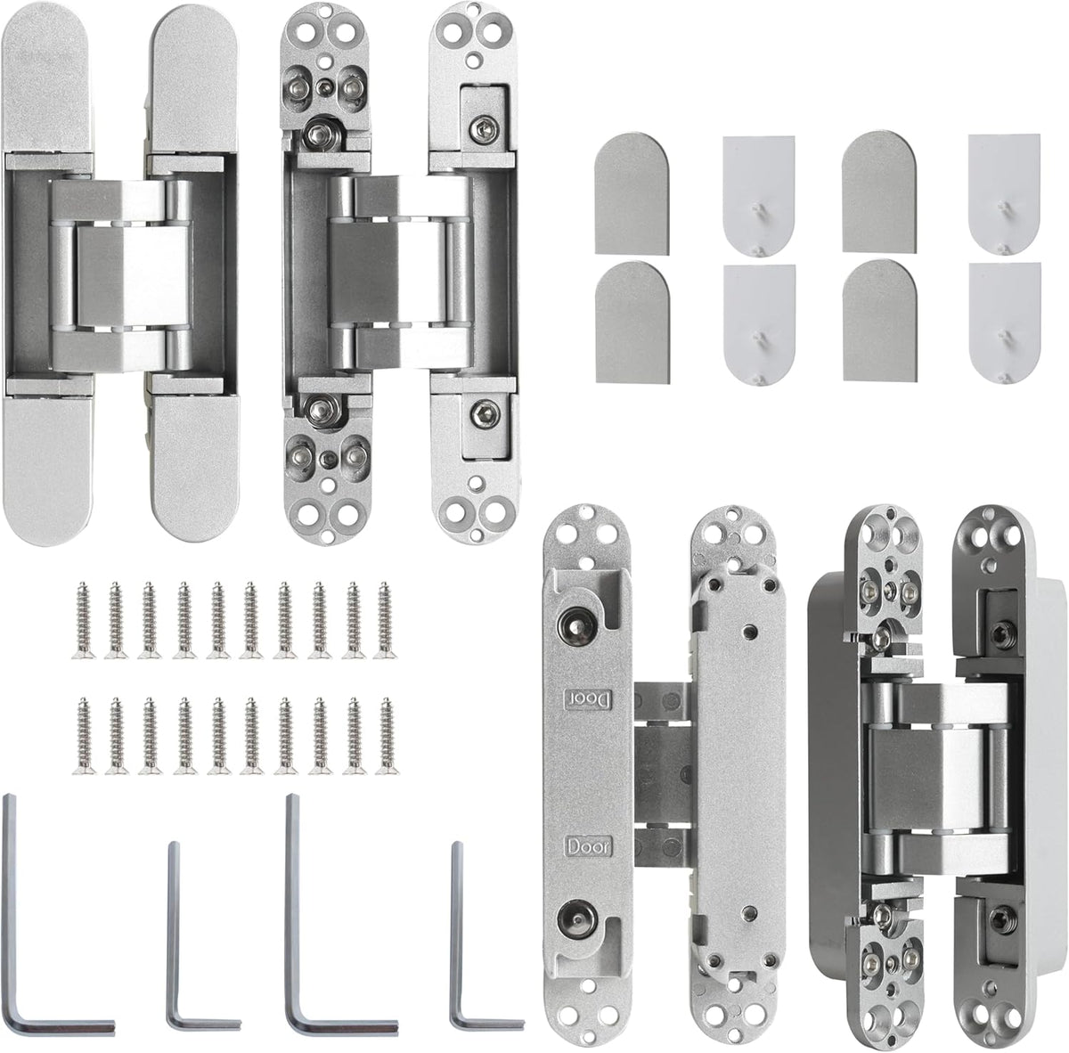 8-Pack 6 inch Hidden Door Hinges Heavy Duty Black, Invisible Concealed Hinges Zinc Alloy 6''x 2.5''x1Inch,180 Degree Swing Hinge, 3 Way Adjustable Hinge with Pins and Screws