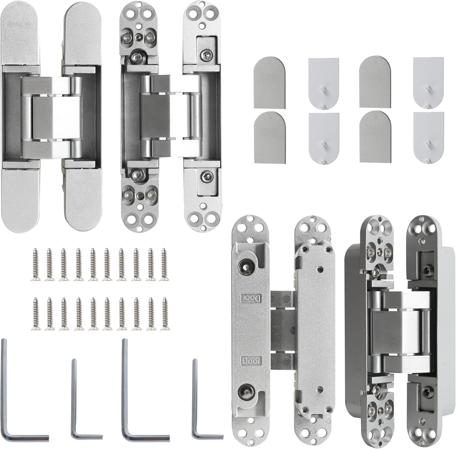 8-Pack 6 inch Hidden Door Hinges Heavy Duty Black, Invisible Concealed Hinges Zinc Alloy 6''x 2.5''x1Inch,180 Degree Swing Hinge, 3 Way Adjustable Hinge with Pins and Screws