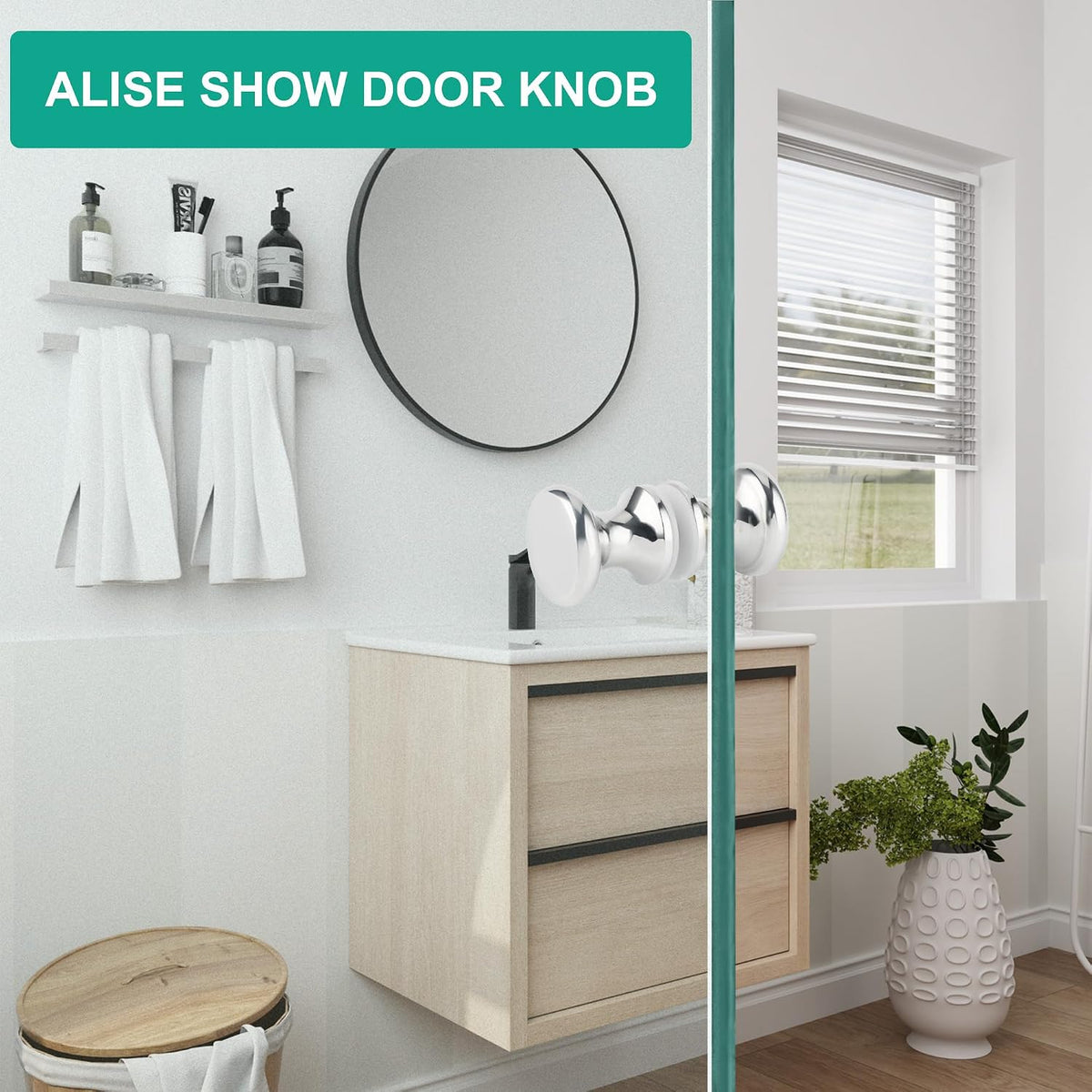 Alise Shower Glass Door Handle,Sliding Shower Doors Knob Double Sides Back-to-Back Pull Hardware Replacement Parts,Solid SUS304 Stainless Steel Knobs,Polished Chrome,XLS200SB-C