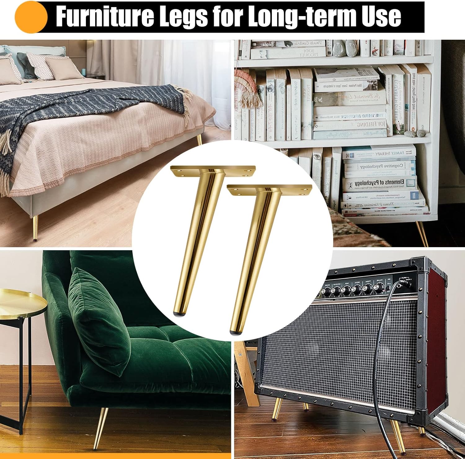 8 Inch Furniture Legs Gold Metal Couch Sofa Legs Tapered Oblique Heavy Duty Mid Century Modern Coffee Table Feet Replacement for Dresser Desk TV Cupboard Ottoman Golden Legs for Furniture Set of 4