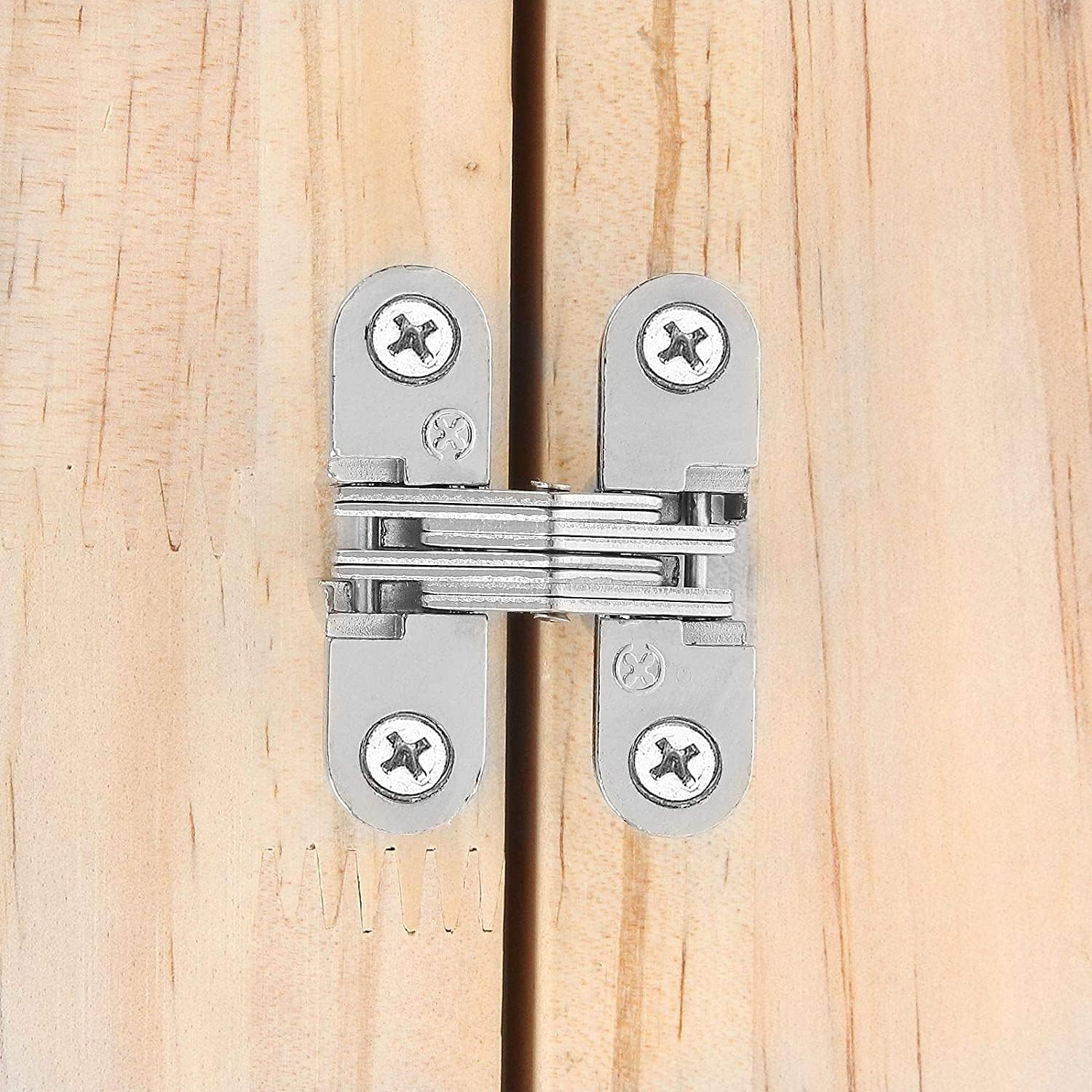 Hidden Door Hinges 10 Pack Concealed Cross Hinge Invisible 180 Degree Hinge Swing Coss Invisible Hinge for Cabinets, 0.47'' Leaf Width, 1.7" Leaf Hight