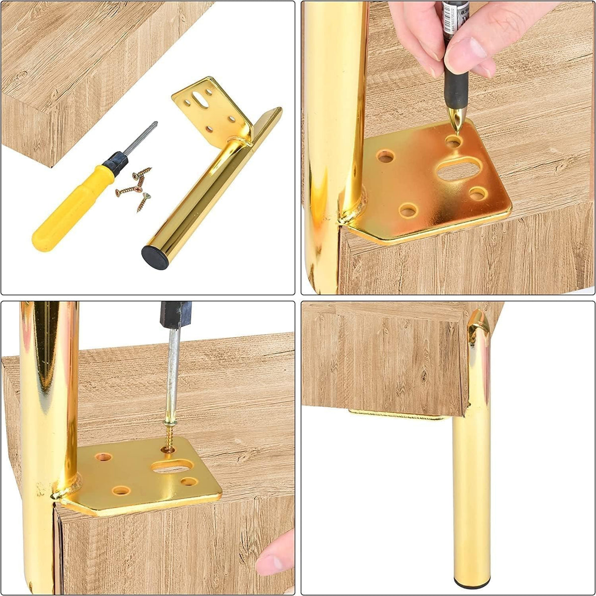 Bolivia's Metal Furniture Legs, 4 Pack Modern Style Coffee Furniture Legs, Furniture DIY Sofa Legs Chair Legs Replacement Table Leg, Gold Adjustable Desk Leg for Sofa Cabinet Ottoman