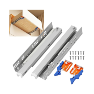 Push to Open Soft Close Undermount Drawer Slides, 12 14 16 18 20 Inch Full Extension Concealed Bottom Mount Rails with Locking Devices, 78 lb Load, 1 Pair for Kitchen & Cabinet