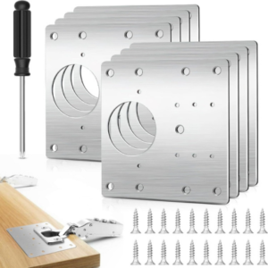 Cabinet Repair Plates, 8 Pcs Cabinet Hinges Repair Plate, Stainless Steel Hinge Repair Brackets for Wooden Cabinet Door, Kitchen Cabinet, Wardrobes, Tables(8 Pcs/silver)
