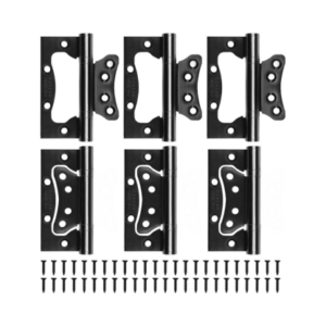 6Pcs Door Hinges, 304 Stainless Steel Flush Surface Mounted Hinges For Kitchen, Bathroom & Cabinet Furniture Doors, Removable Door Hinges For Interior Wooden Doors, Exterior Shed Doors, Barn & Fences