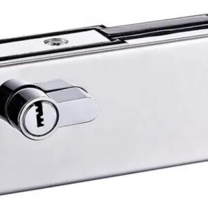 Glass Door Lock Patch Fitting with Key Cylinder, Chrome Finish, Commercial Grade