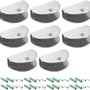 Glass Shelf Brackets Adjustable Stainless Steel Glass Door Cabinet Clamp Clip Holder Half Round for 10-12mm Thickness 8Pcs