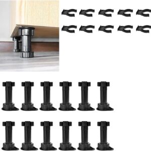 12 Pcs Plastic Cabinet Foot (100-120mm), Adjustable Feet for Cupboard, Plinth Foot Leg Set, Leveling Furniture Legs, Cabinet Leveler Replacement for Kitchen, Bathroom Cabinet