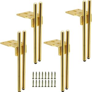 Set of 4 Heavy Duty 6-Inch Gold Metal Furniture Legs - Modern Chopstick Style Feet for Chairs, Dressers, and Cabinets